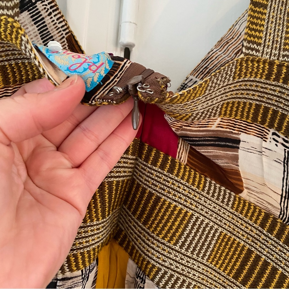 100% Silk Plenty by Tracy Reese Brown Plaid Dress w/ Bright Colored Back Panel - Picture 13 of 13